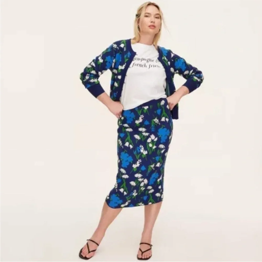 Kate Spade x Target Mixed Floral Sweater Midi Skirt NWT - Picture 3 of 6